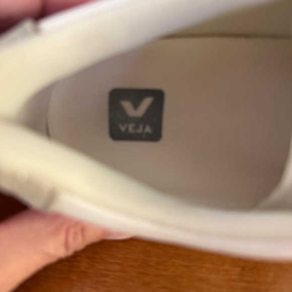 Veja Esplar girl’s 2 White Pink Sneakers hook & loop shoes metallic leather - Picture 7 of 12